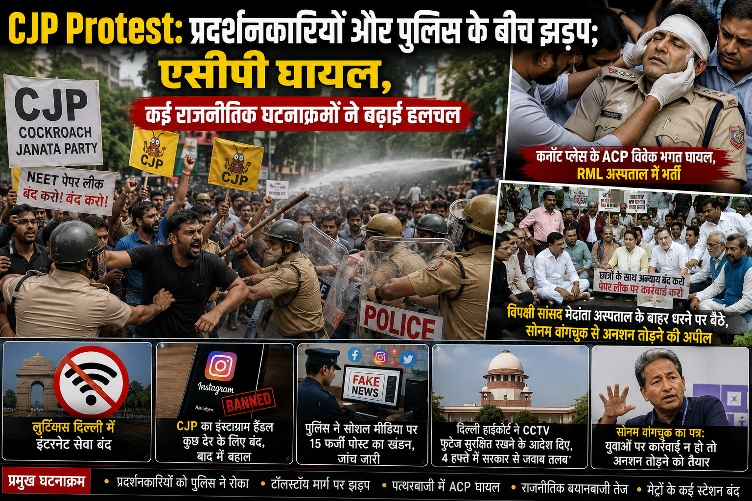 CJP Protest प्रदर्शनकारियों और पुलिस के बीच झड़प