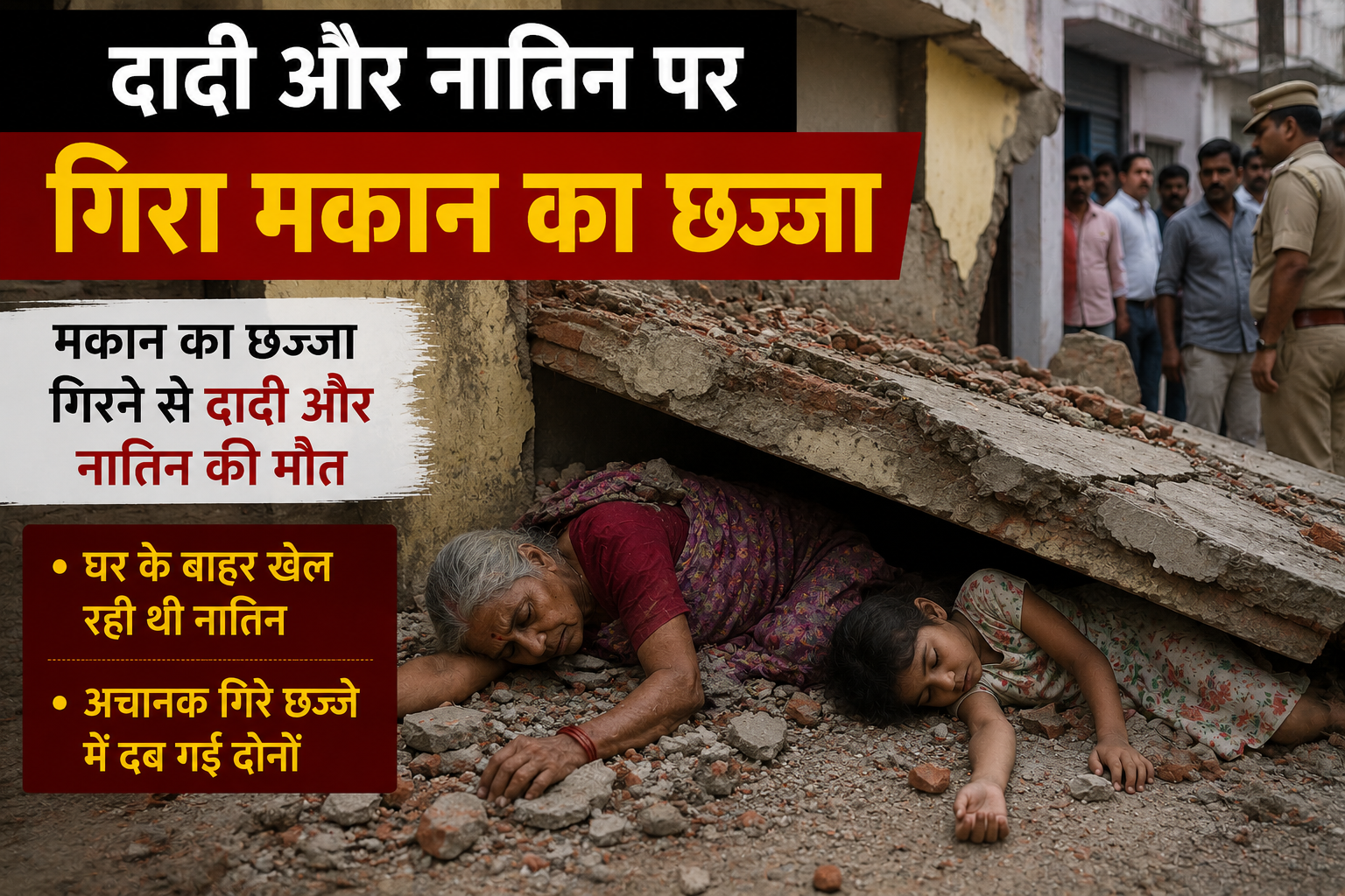 मकान का छज्जा गिरने से दादी और नातिन की मौत
