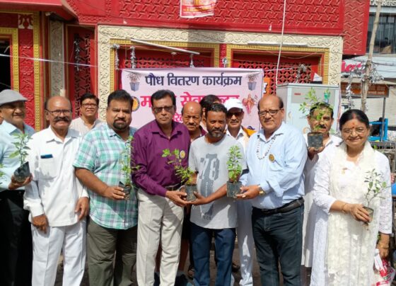 मानव सेवा क्लब ने वितरित किए तुलसी के पौधे