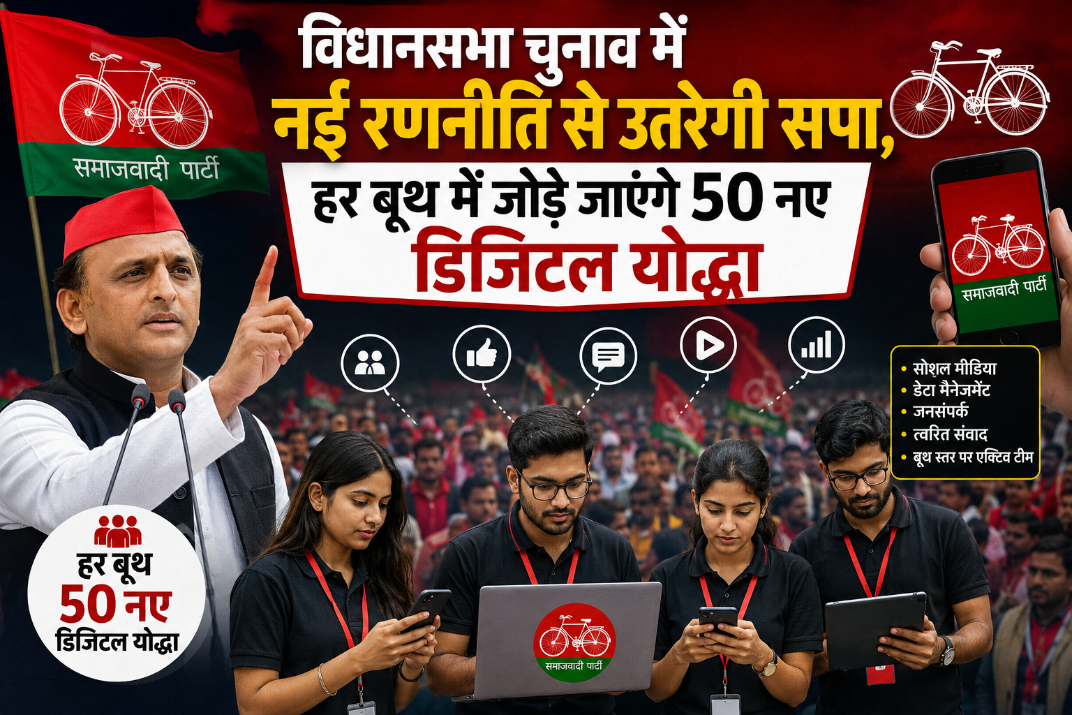 विधानसभा चुनाव में नई रणनीति से उतरेगी सपा, हर बूथ में जोड़े जाएंगे 50 नए डिजिटल योद्धा